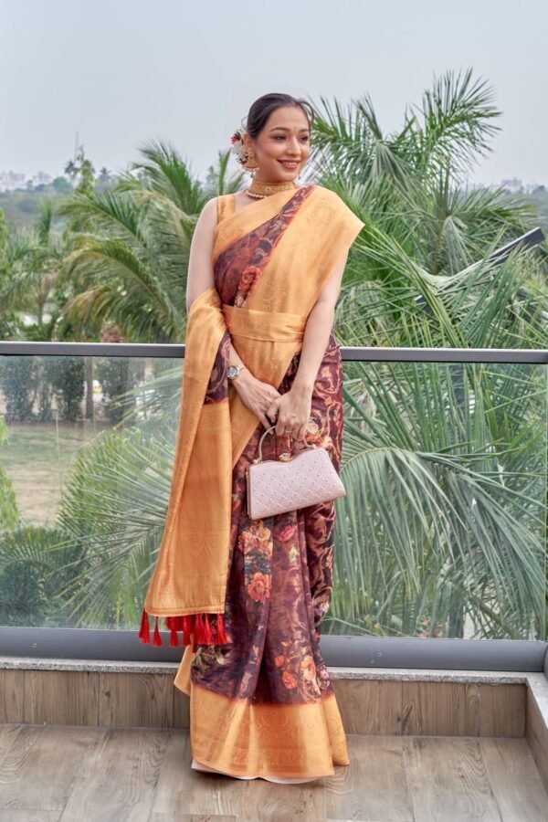 Pure Linen Saree – Office Wear Classic - Image 3