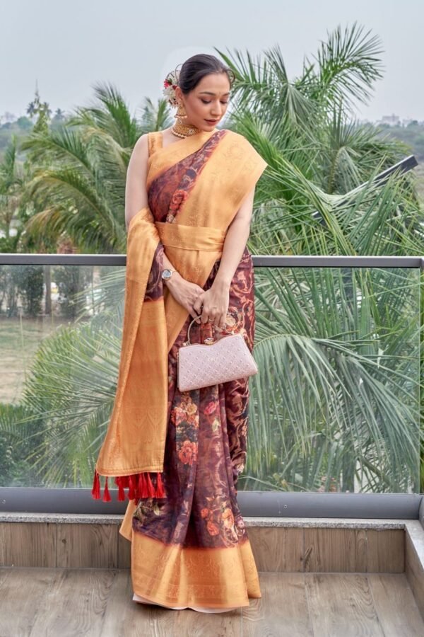Pure Linen Saree – Office Wear Classic - Image 4