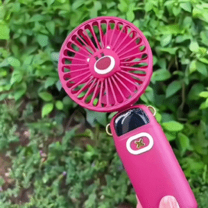 Cute Bear-Themed Rechargeable Mini Handheld Fan with Digital Display – Portable USB Fan with Powerful Airflow, Multiple Speed Settings, and...