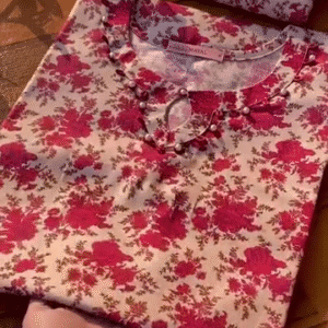 Floral and Paisley Printed Soft Cotton Nightwear Set for Women – Stylish Neck Designs with Delicate Lace and Bead Detailing – Comfortable and...