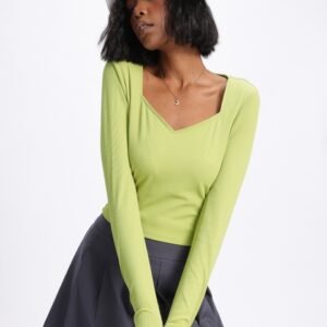 glitchez Flattering Ribs Sweetheart Neck Crop Top
