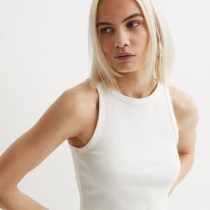 H&M White Cropped Vest Top