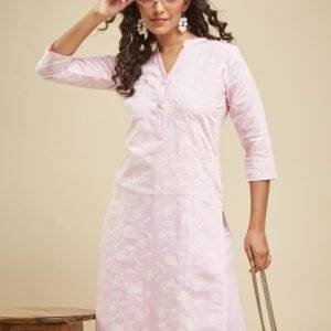 Cream Threadwork Georgette Readymade Sharara Suit