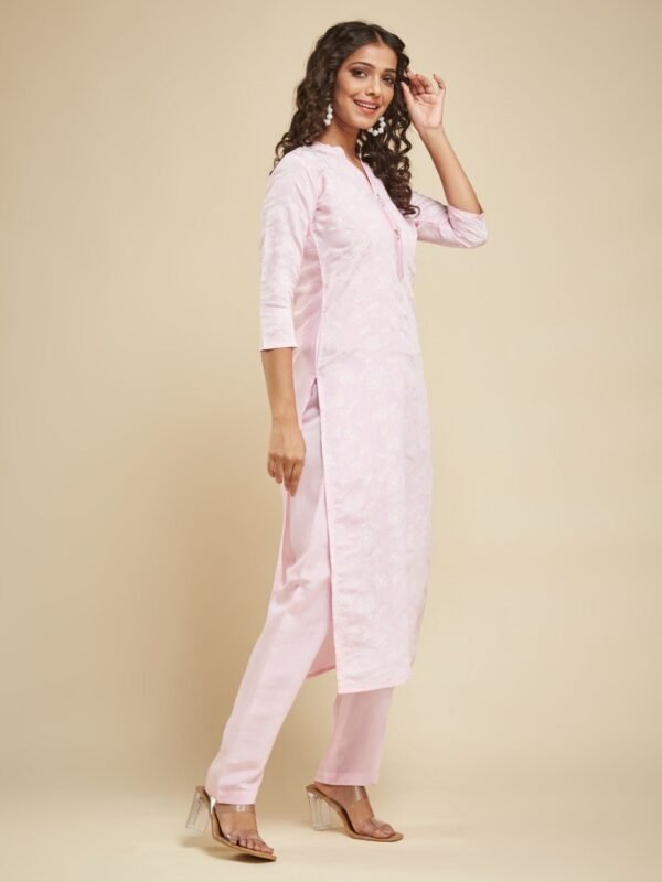 Cream Threadwork Georgette Readymade Sharara Suit - Image 5