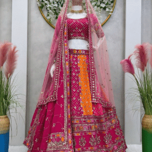PINK DESIGNER BOLLYWOOD LEHENGA CHOLI WITH DUPATTA FOR WOMEN PARTYWEAR