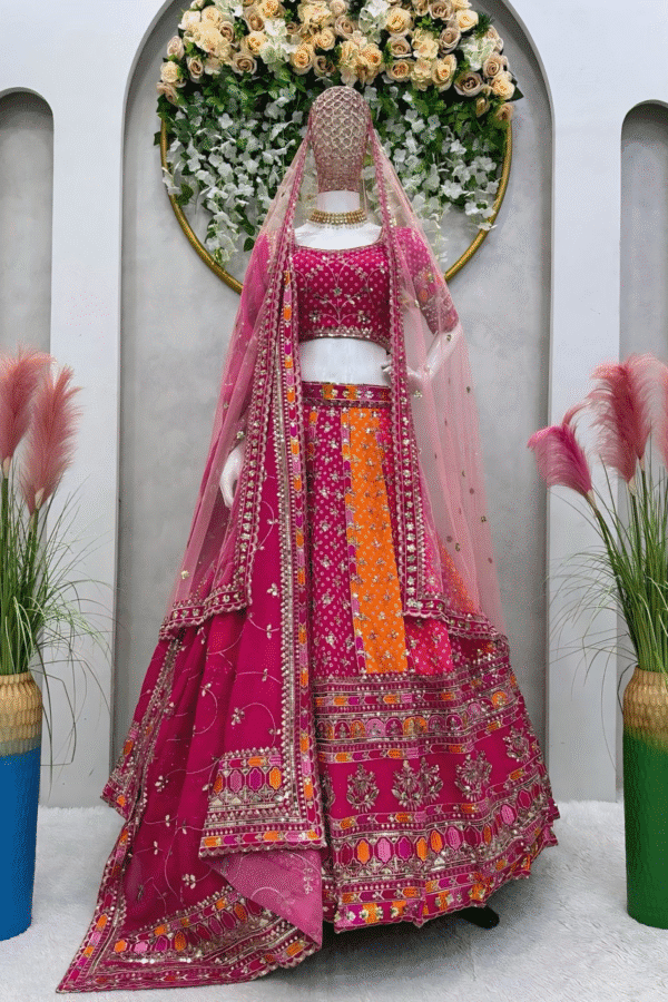 PINK DESIGNER BOLLYWOOD LEHENGA CHOLI WITH DUPATTA FOR WOMEN PARTYWEAR