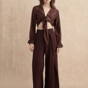 RAREISM Ronoko Primary V Neck Ties-Up Wrap Crop Top
