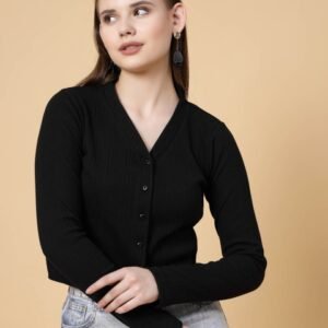 Rigo V-Neck Cotton Crop Shirt Style Top