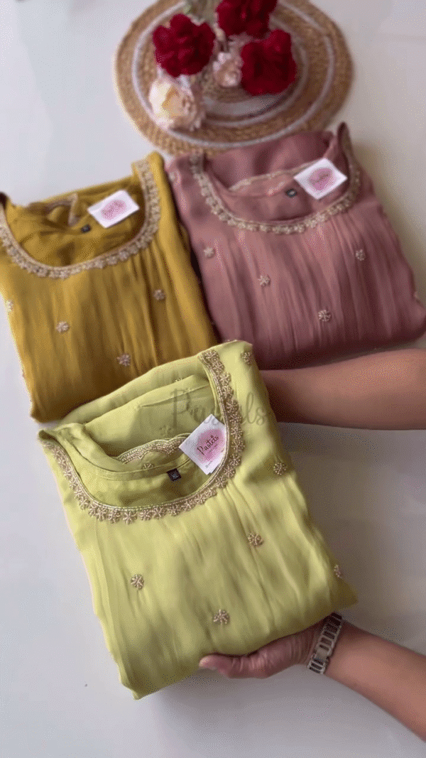 Soft Cotton and Silk Blend Straight Kurti Collection Featuring Intricate Embroidery, Delicate Floral and Paisley Prints, and Subtle Lace Detailing...
