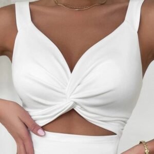 Stylecast X Slyck Sweetheart Neck Sleeveless Cut-Out Crop Bralette Top