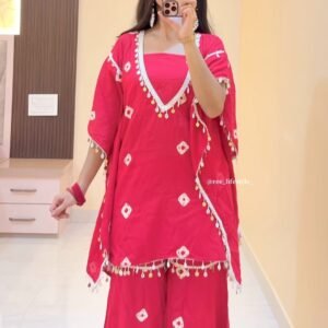 Stylish Red Kaftan Style Co-Ord Set for Women – Oversized Fit – Only ₹99