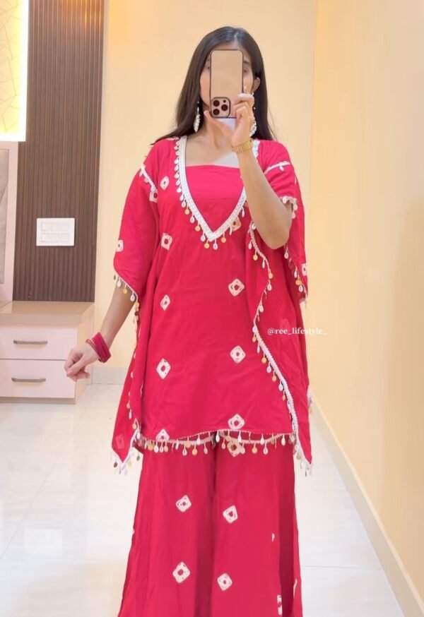 Stylish Red Kaftan Style Co-Ord Set for Women – Oversized Fit – Only ₹99