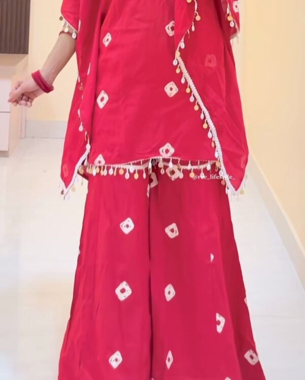 Stylish Red Kaftan Style Co-Ord Set for Women – Oversized Fit – Only ₹99 - Image 3
