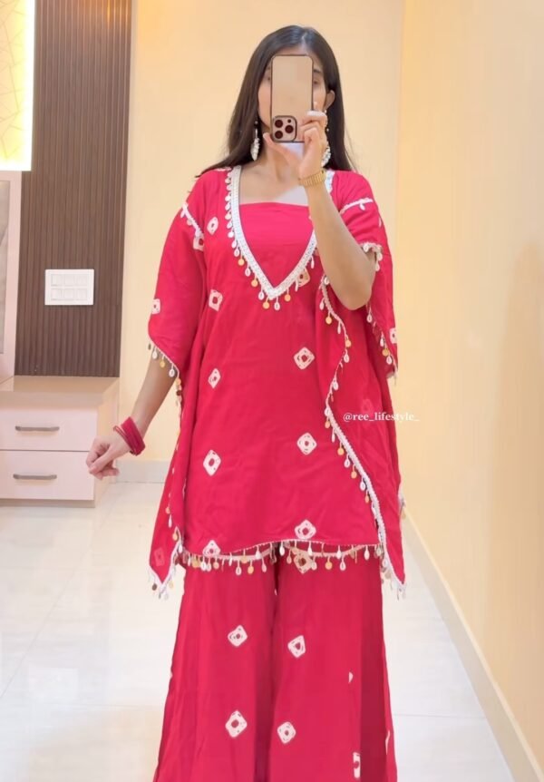 Stylish Red Kaftan Style Co-Ord Set for Women – Oversized Fit – Only ₹99 - Image 4
