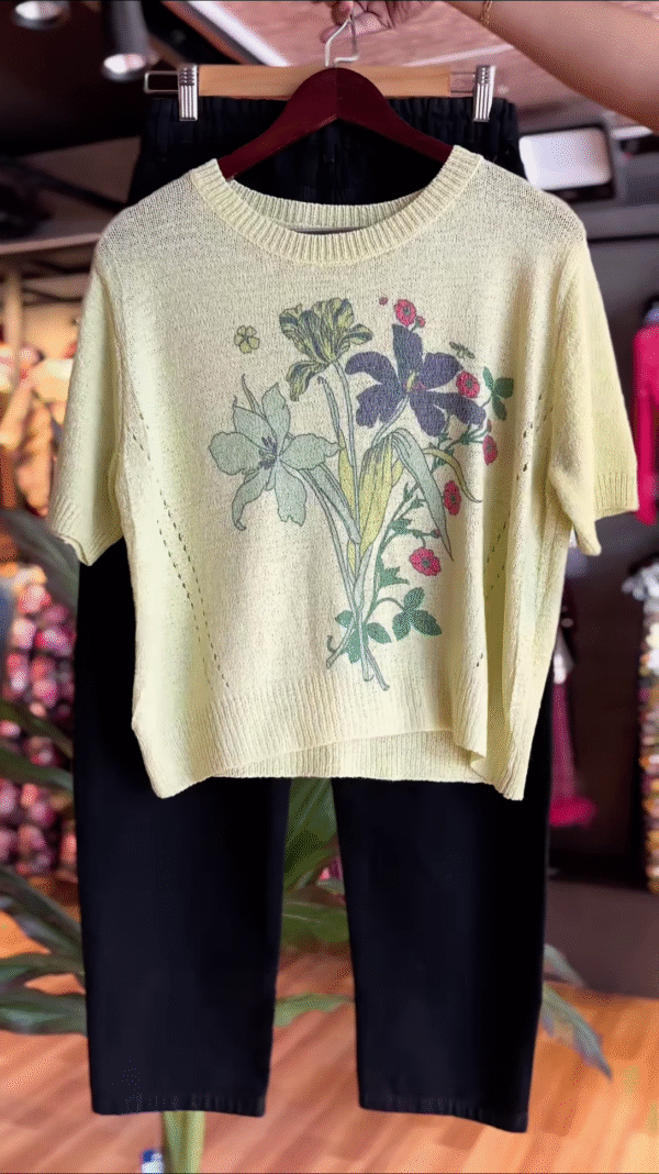 Botanical Breeze: Knit Tee & Tapered Pant Set
