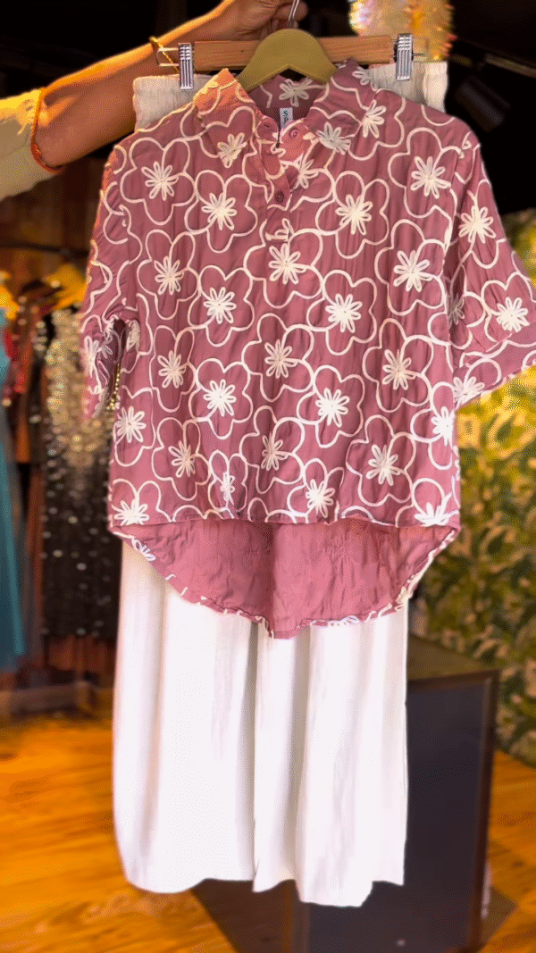 🌸 Mauve Blossom Floral High-Low Co-Ord Set (2-Piece)