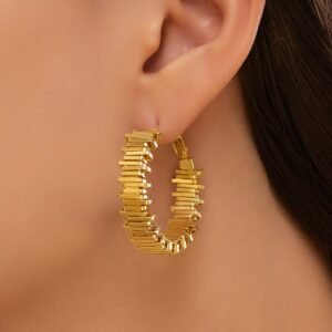 Nehaff Anti-Tarnish Abstract Ziczac Hoops