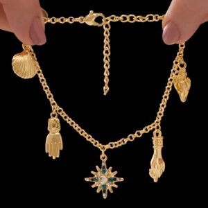 Nehaff Anti-Tarnish Assorted Shell & Charm Bracelet (Adjustable Size)