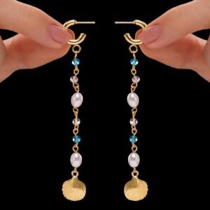 Nehaff Anti-Tarnish Beads & Pearls Shell Dangle Earrings