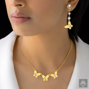 Nehaff Anti-Tarnish Butterfly Necklace Set With Earrings