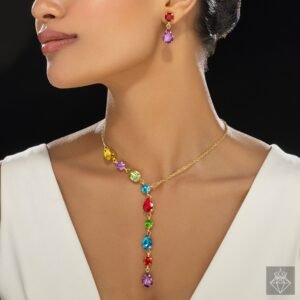 Nehaff Anti-Tarnish Crystal Y Necklace Set With Earrings