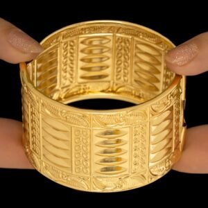 Nehaff Anti-Tarnish Ethnic Broad Bangle Bracelet (Adjustable Size)