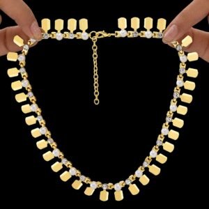 Nehaff Anti-Tarnish Gold Plated Tribal Necklace with Pearl & Crystal
