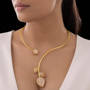 Nehaff Anti-Tarnish Golden Hasli Necklace with Leaf Detailing