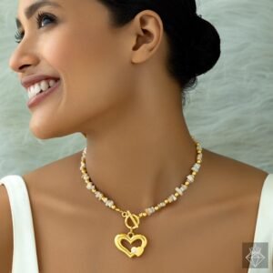 Nehaff Anti-Tarnish Heart Beaded Necklace