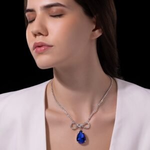 Nehaff Anti-Tarnish Infinity Bow & Oversized Drop Pendant Necklace