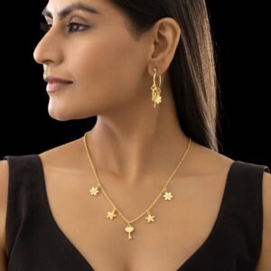 Nehaff Anti-Tarnish Multi-Charm Chain Necklace Set With Earrings