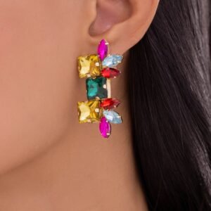 Nehaff Anti-Tarnish Multi-Color Linear Statement Earrings