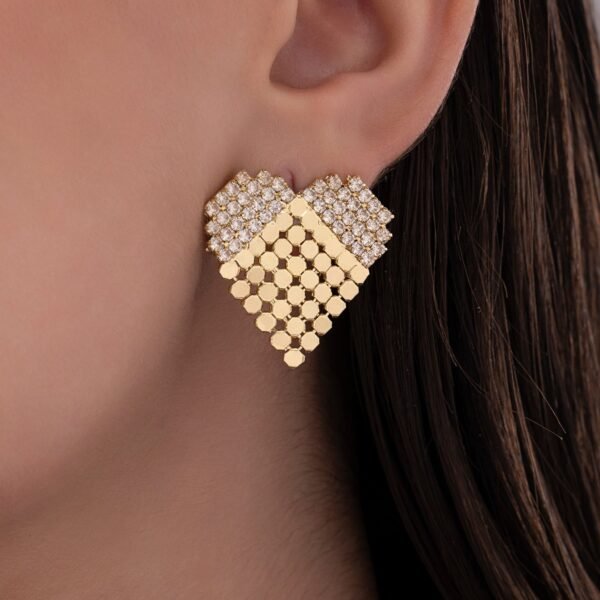 Nehaff Anti-Tarnish Premium Brass Heart Statement Studs