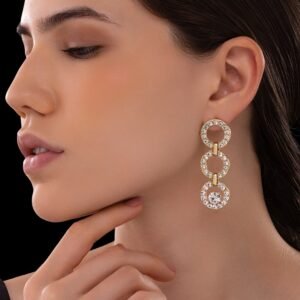 Nehaff Anti-Tarnish Studded Circle Dangle Earrings